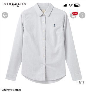 Kemeja Giordano Woman Oxford Stretch Long Sleeves Shirt size L