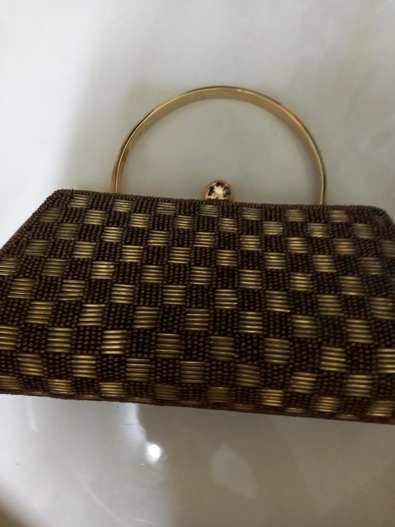 Gold and brown beaded bag Women s Fashion Bags Wallets