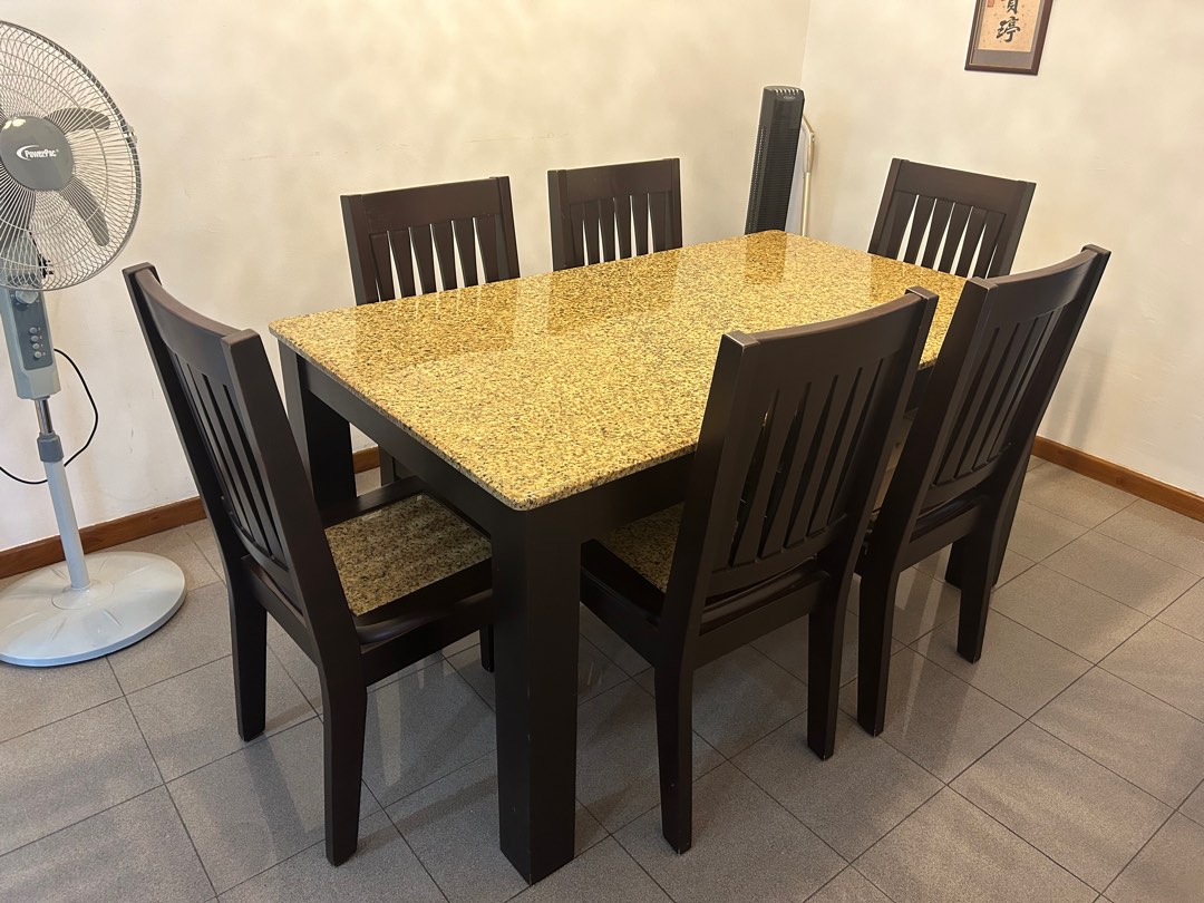 Granite dining table outlet 6 chairs