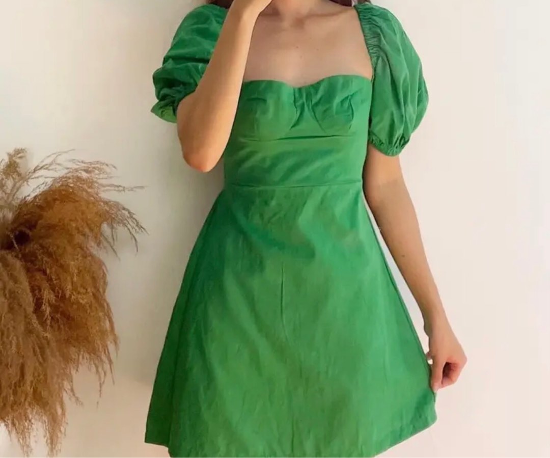 Soft Puff Sleeve Dress Green Floral main image 0