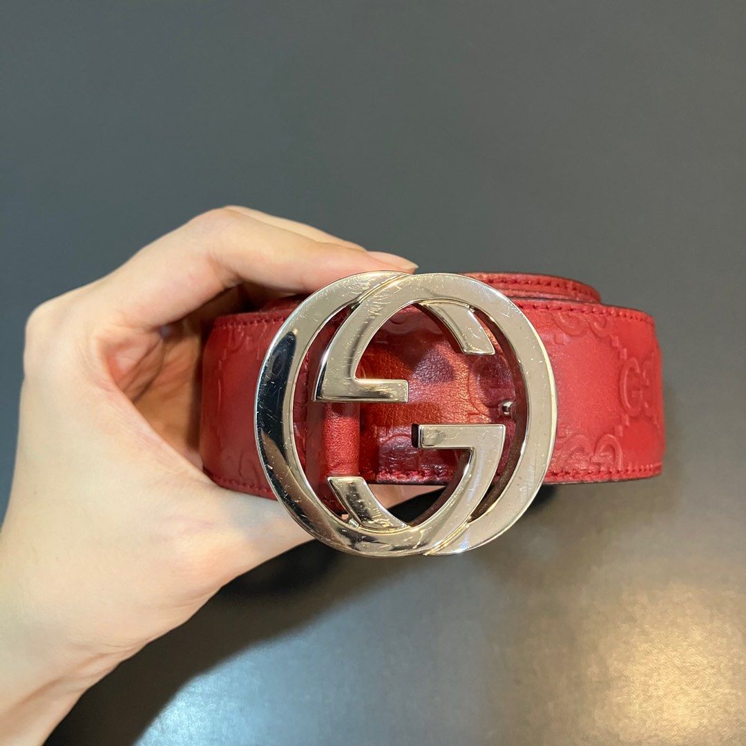 Red and silver gucci belt hotsell
