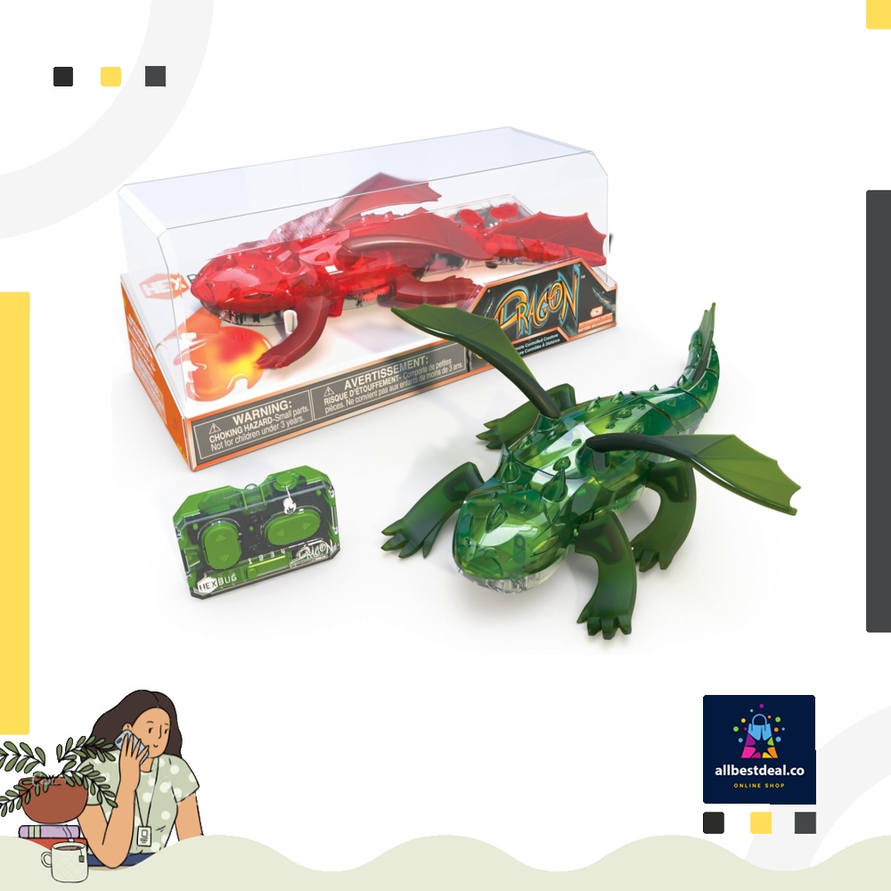 HEXBUG Remote Control Dragon, Rechargeable Robot Dragon Toys for Kids
