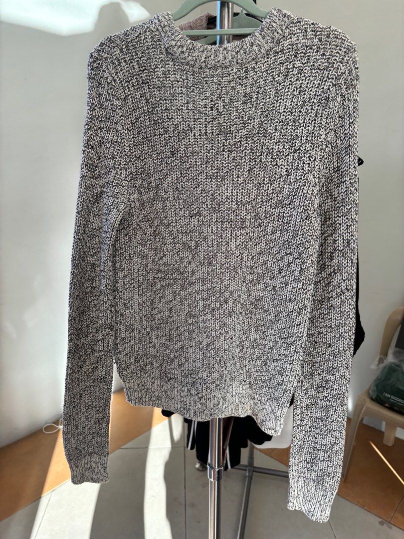 H M Gray Knitted Sweater Women s Fashion Tops Longsleeves on