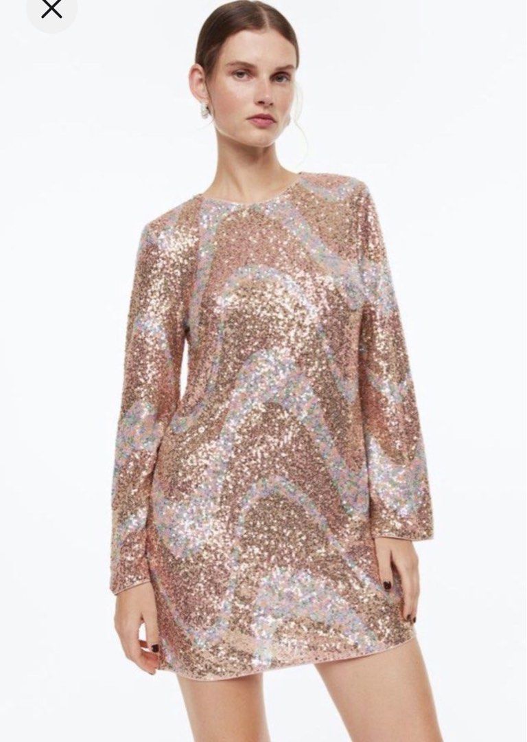 Rose gold dress h&m discount