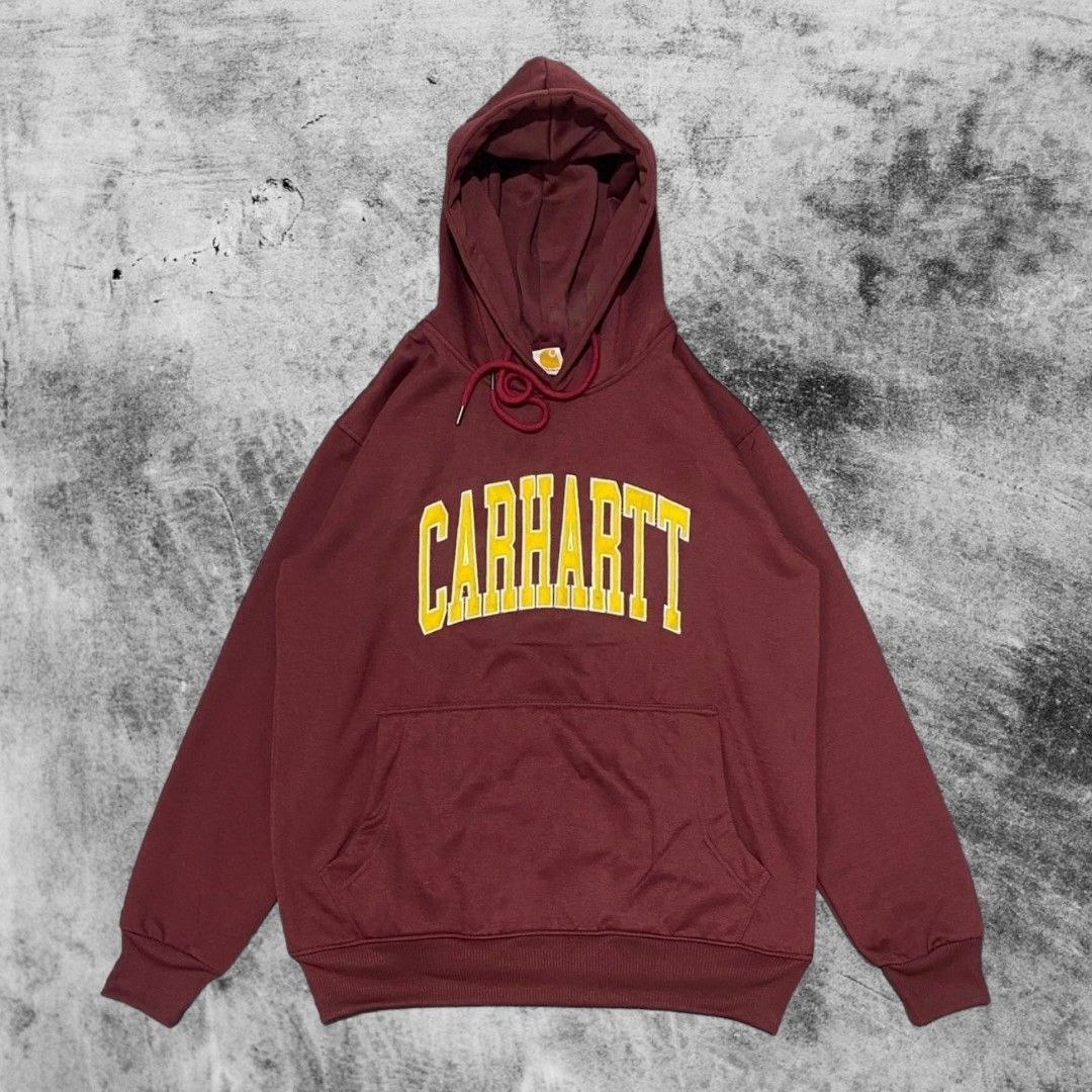 Hoodie Carhartt WIP Maroon Fesyen Pria Pakaian Baju Luaran di Carousell