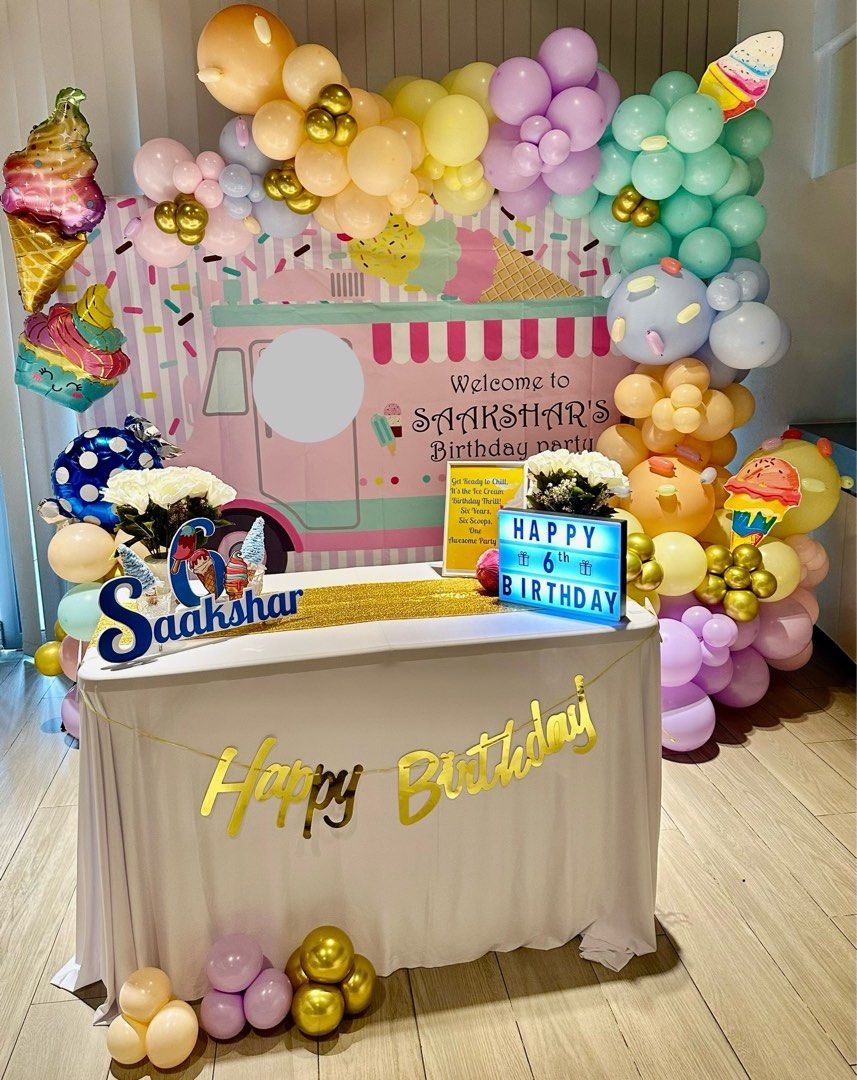 Ice Cream Theme Birthday Decorations Balloon Decoration Food Drinks Other On Carou