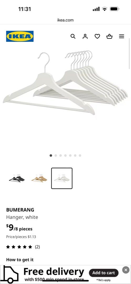 BUMERANG hanger, white - IKEA