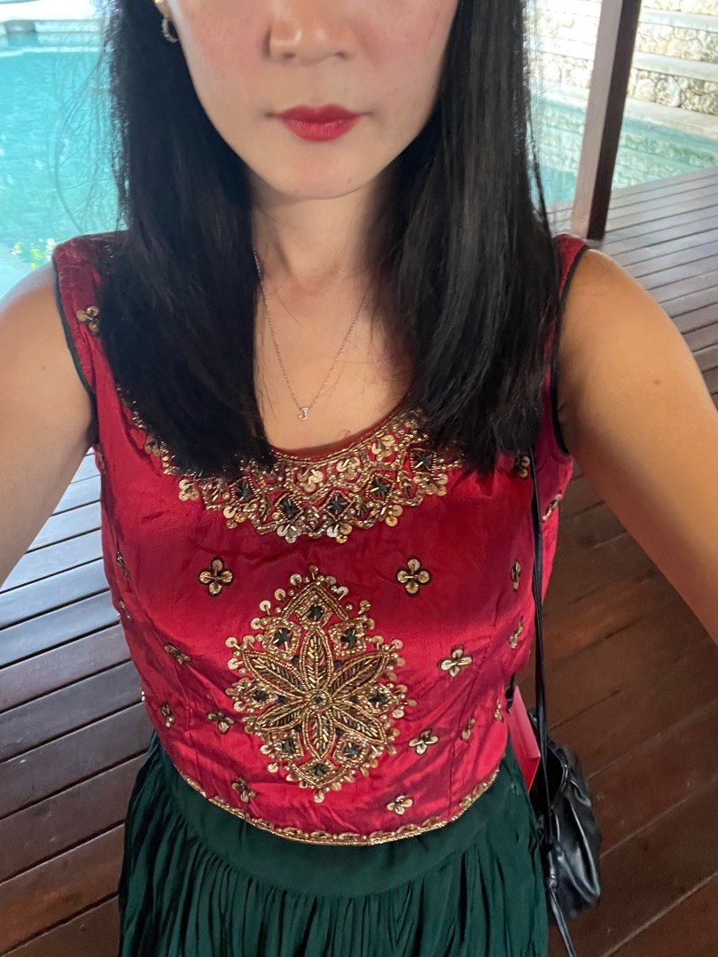 Red ethnic top for clearance long skirts