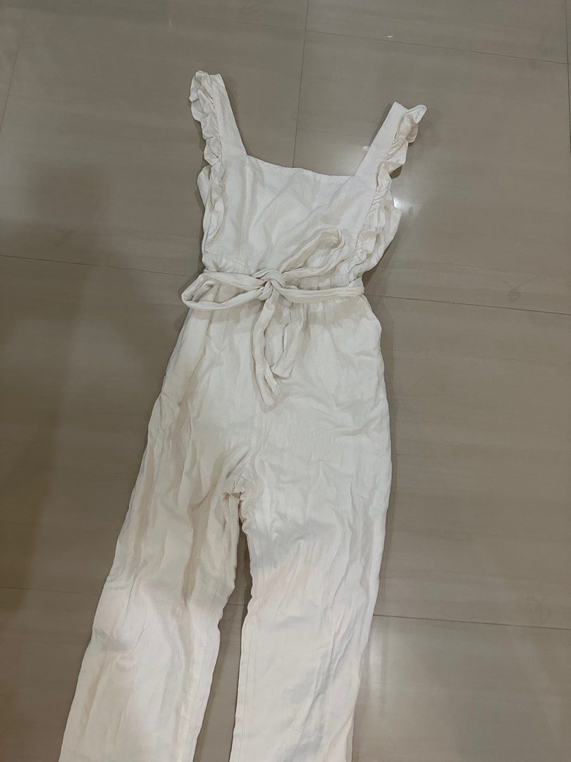 INDIKAH White Frill Sleeve Jumpsuit