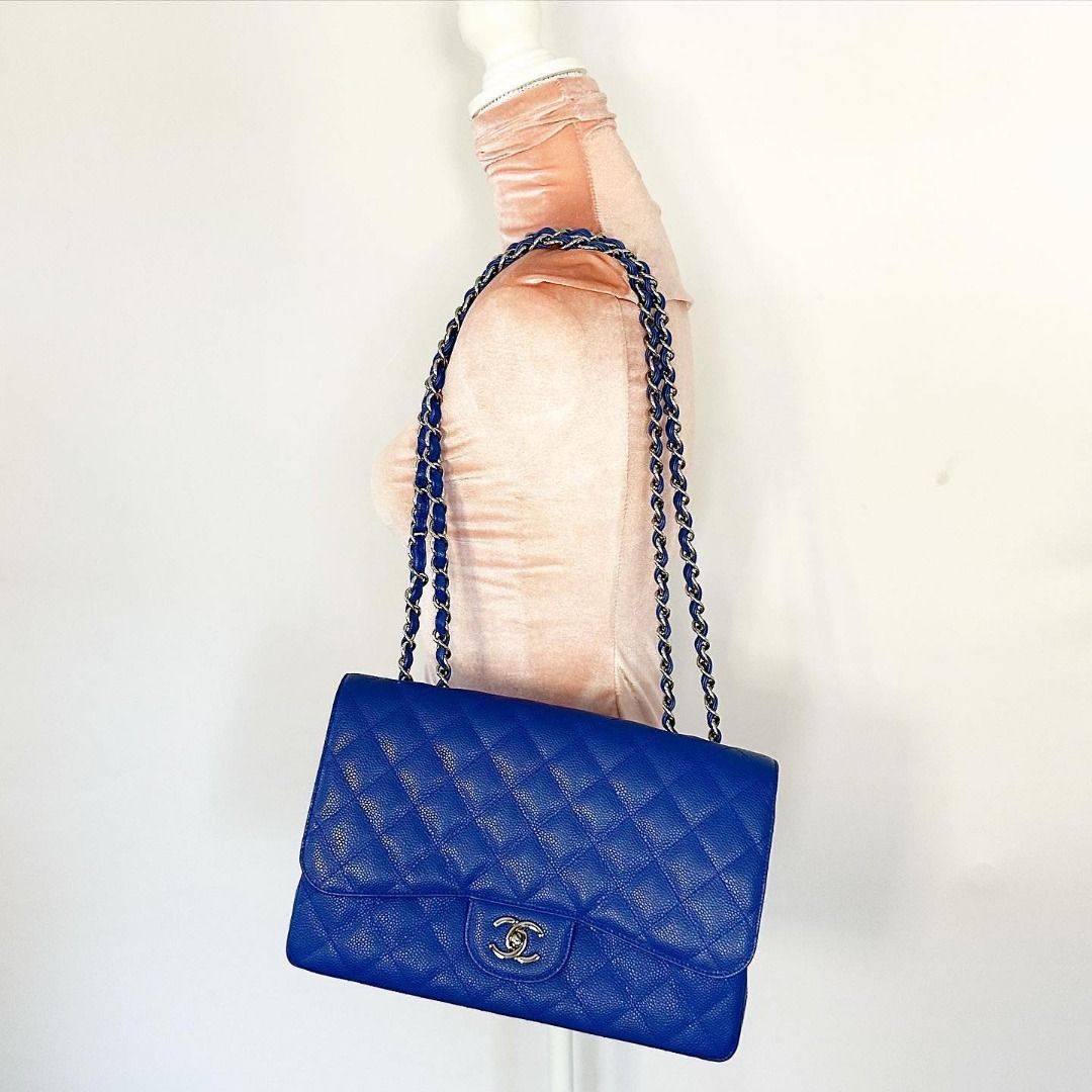 Jumbo Caviar Blue Roi SHW, Luxury, Bags & Wallets on Carousell