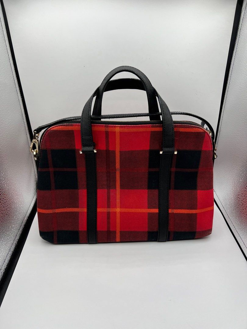 Red plaid purse kate spade on sale