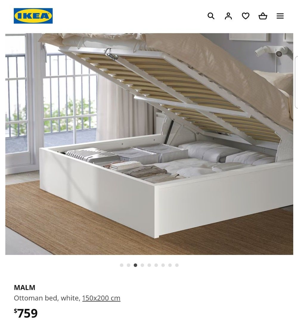 King Size Ikea Malm Bed with easy Lift Up Storage
