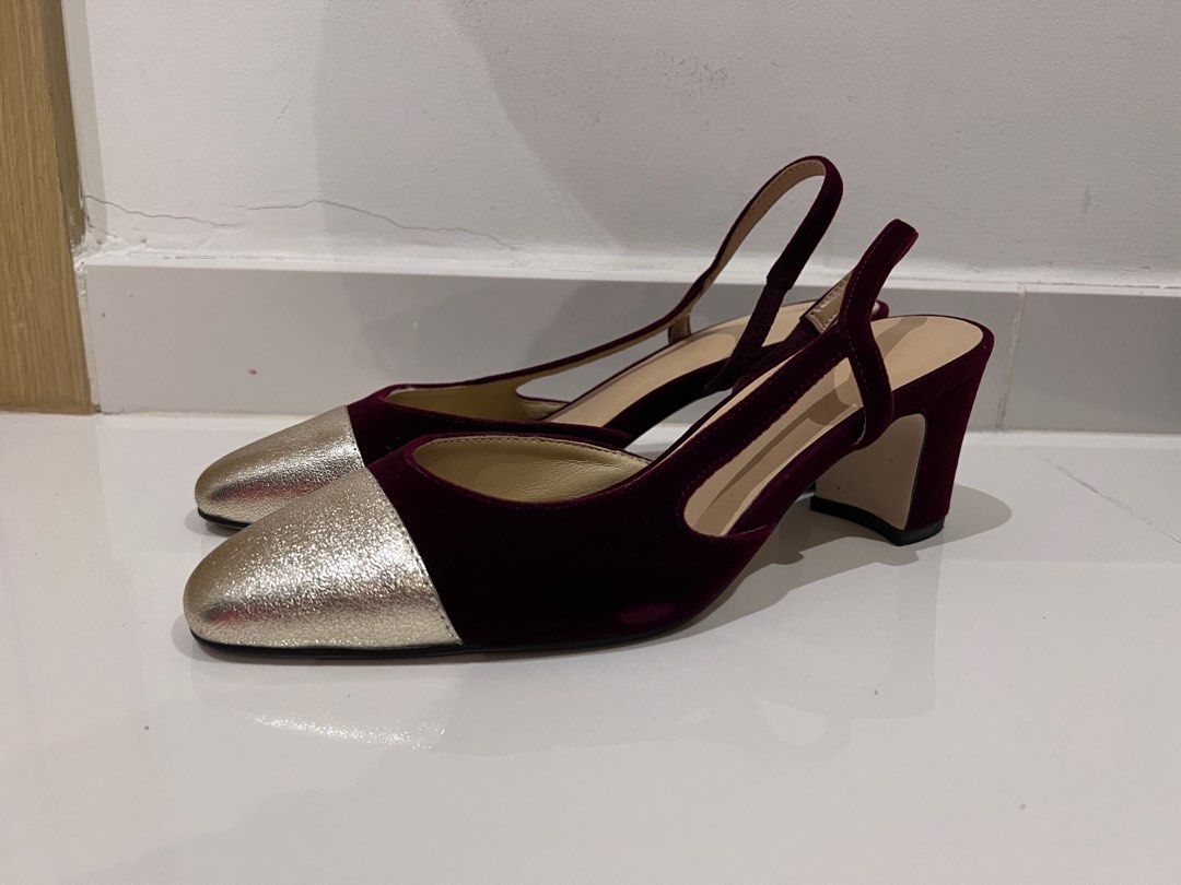 Maroon and clearance gold heels
