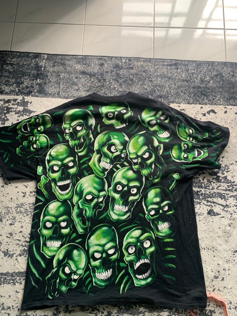 Supreme green sales skull t shirt