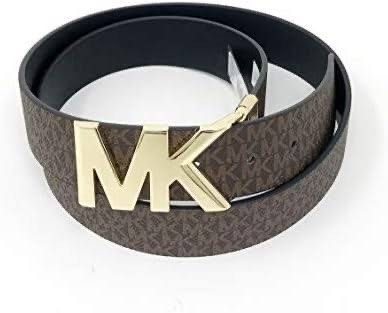 Michael Kors 38MM Leather Reversible MK Logo Plaque Buckle Belt