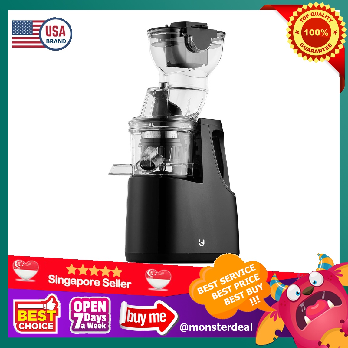 MIUI Slow Juicer Slow Masticating Juicer Machine with 37PRM LowSpeed