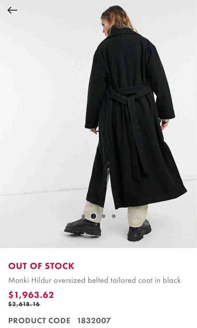Monki tailored belted coat in black store