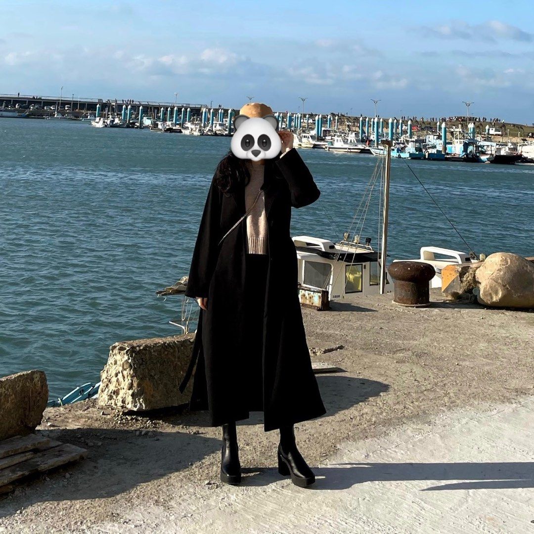 Monki oversized belted tailored coat in black