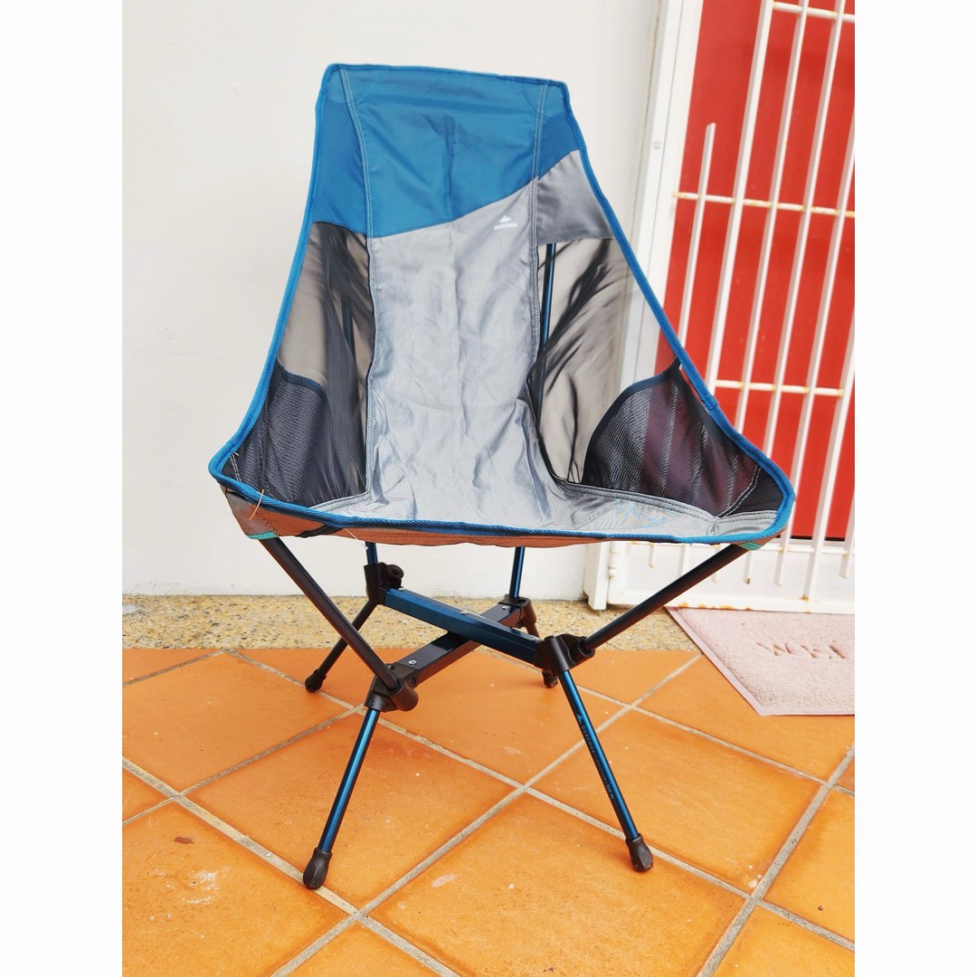Mountain Hiking Low Folding Camping Chair Quechua MH500 XL Blue