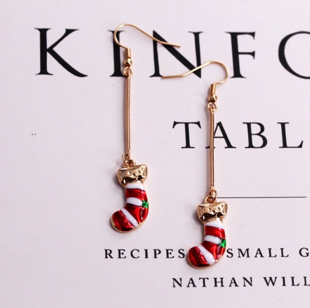 New Arrival Christmas Handmade Red White Cute Socks Dangle Long