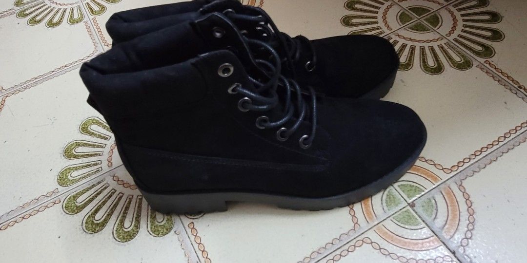 New Look lace up chunky flat boot in black Carousell