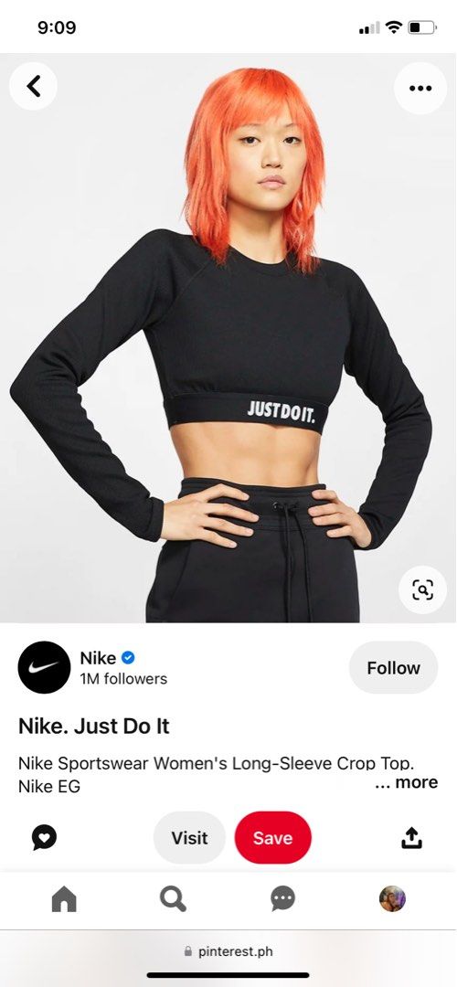 Nike • Ribbed crop long sleeves, Women's Fashion, Activewear on