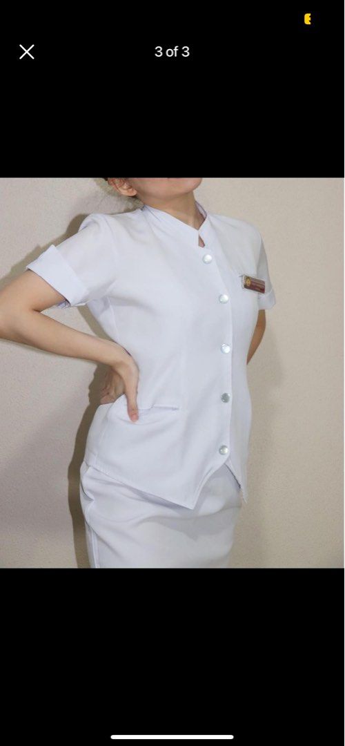 Nurse Gala Uniform (Category: Dresses) located in Caloocan City. Submitted by jumbohakdog (Listing ID 1270527173, Image 2). Description: Pwede pang board exams!!! Clinical grad or oath taking 650 each set (blouse and pencil skirt) Two (2) sets available Waist 28-30 Height 5”2.