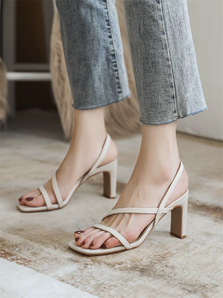 White open toe slingback heels store