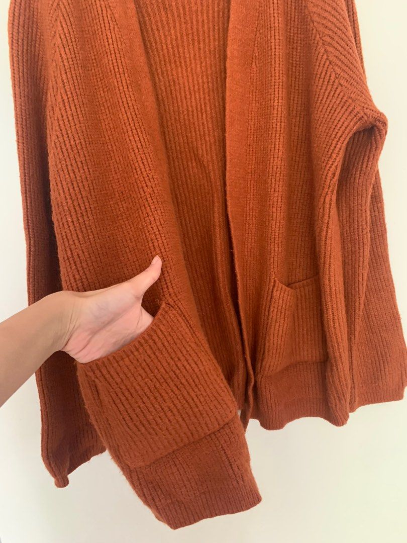Chunky burnt orange cardigan new arrivals