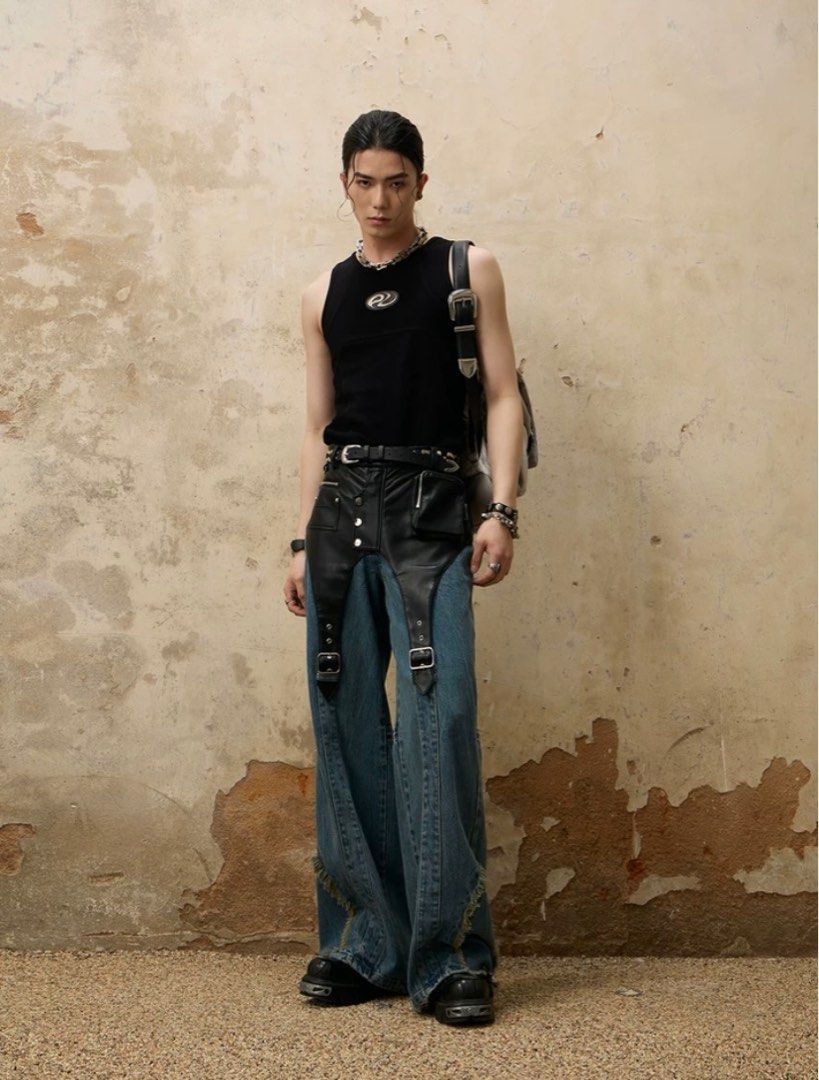 PERSONSOUL Leather Jeans 牛仔褲