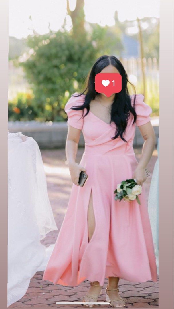 Pink Neoprene Filipiniana Style Bridesmaid Gown Women s Fashion