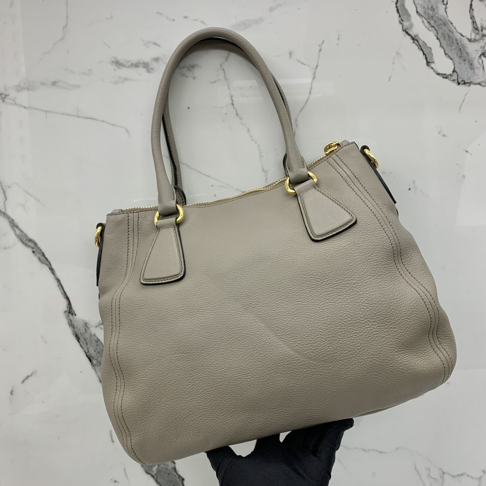PRADA 1BC032 GREY NO STRAP SHOULDER BAG 237041131 KM