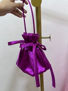 Red violet satin bucket bag formal bag