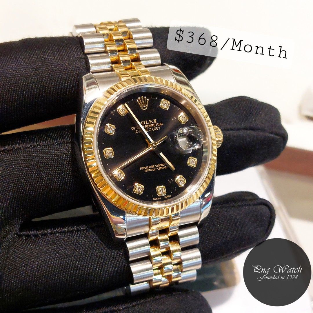 Gold and silver rolex black face sale