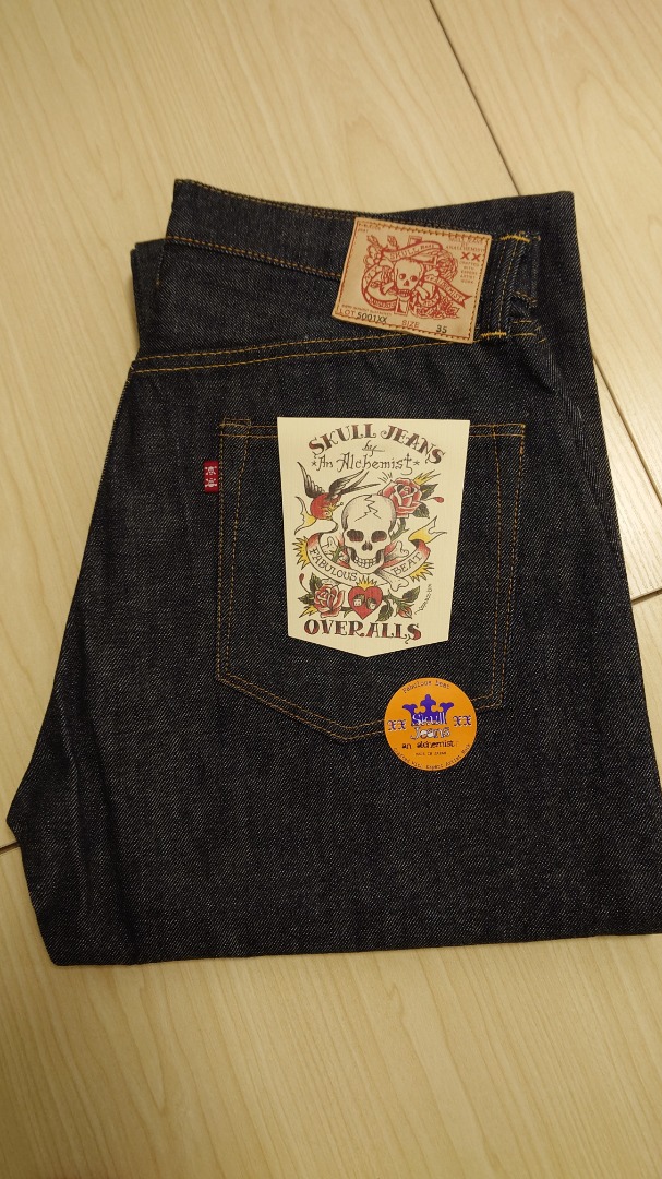 日本牛仔褲品Skull Jeans 5001XX, W35, UNWASH, 男裝, 褲＆半截裙