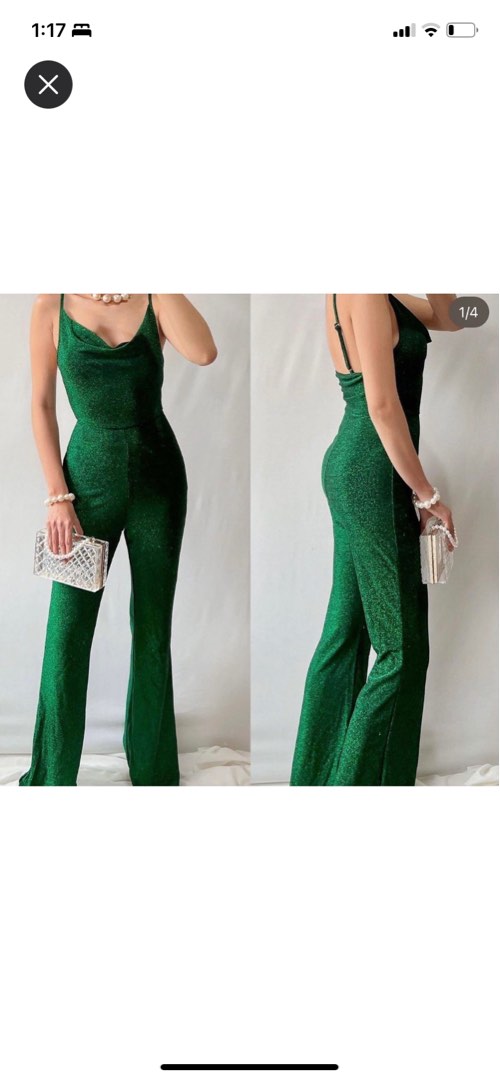 Sparkling Green Jumpsuit, Women's Fashion, Dresses & Sets, Jumpsuits on Carousell