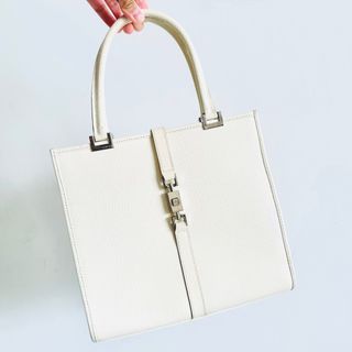 STEAL 💕 Gucci Jackie White Leather Monogram Logo Hobo Shopper Shoulder Tote Bag Authentic