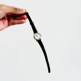 STEAL 🥰 Omega Round White Dial Black Leather Strap 20MM Vintage Watch Authentic