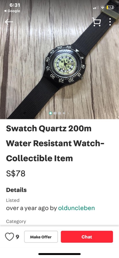 Swatch 200m water outlet resistant