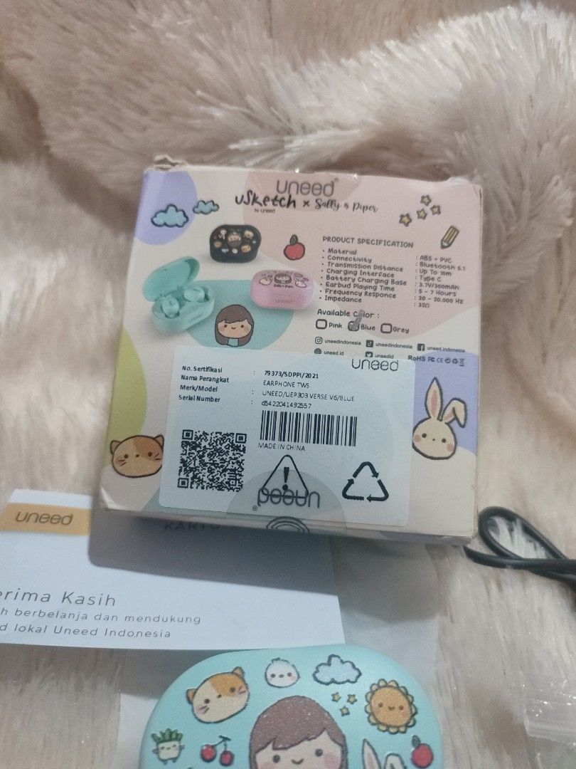 uSketch by Uneed x Sally Piper Earphone TWS Bluetooth Blue
