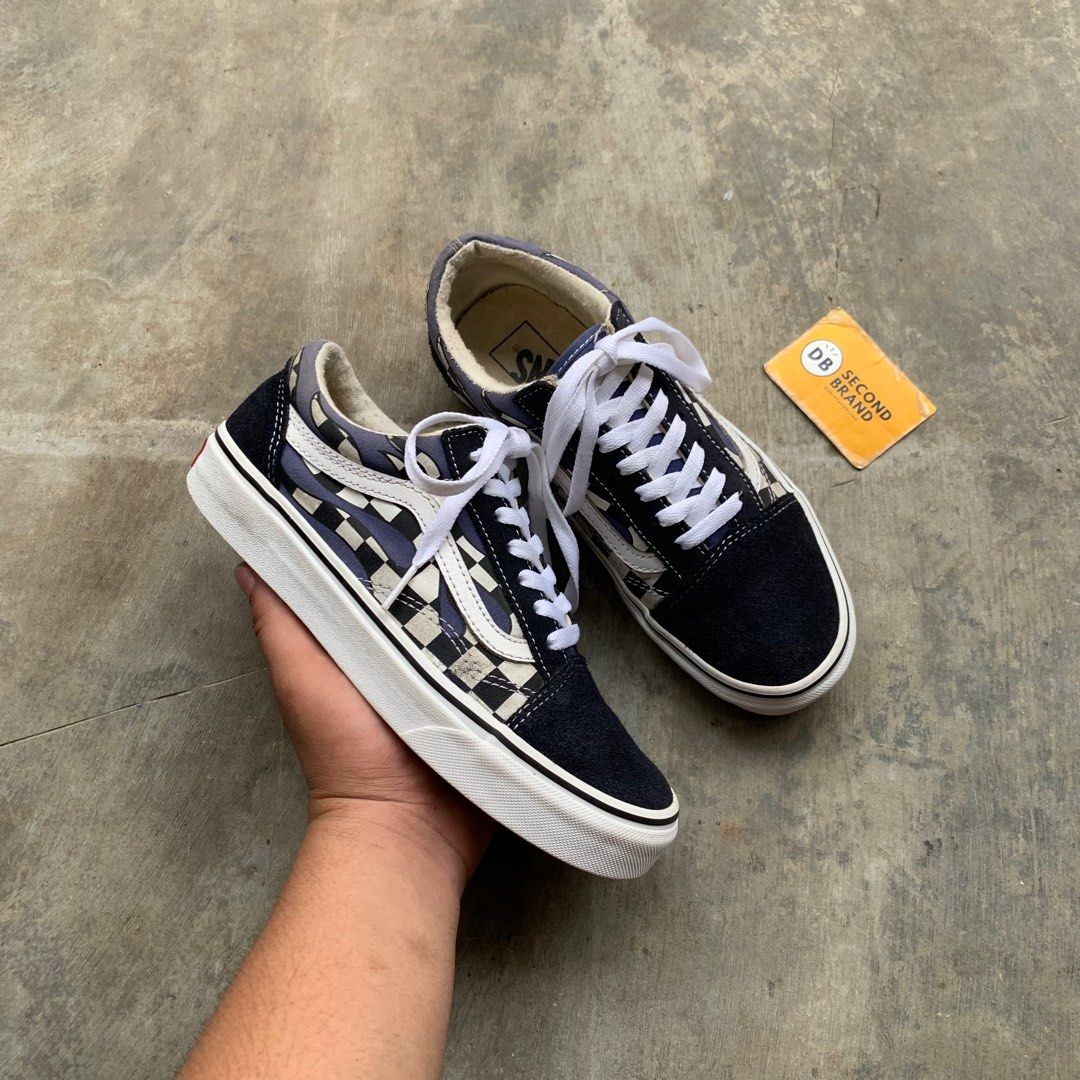VANS OLD SKOOL CHECKERBOARD FLAME NAVY SIZE 37 CM 23 5