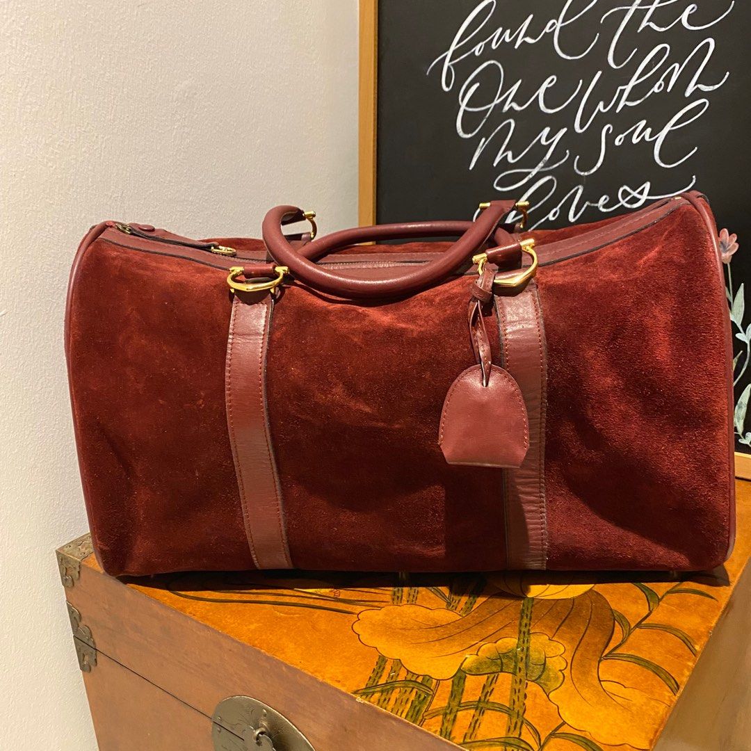 Vintage Cartier Suede Leather Duffel Handbag