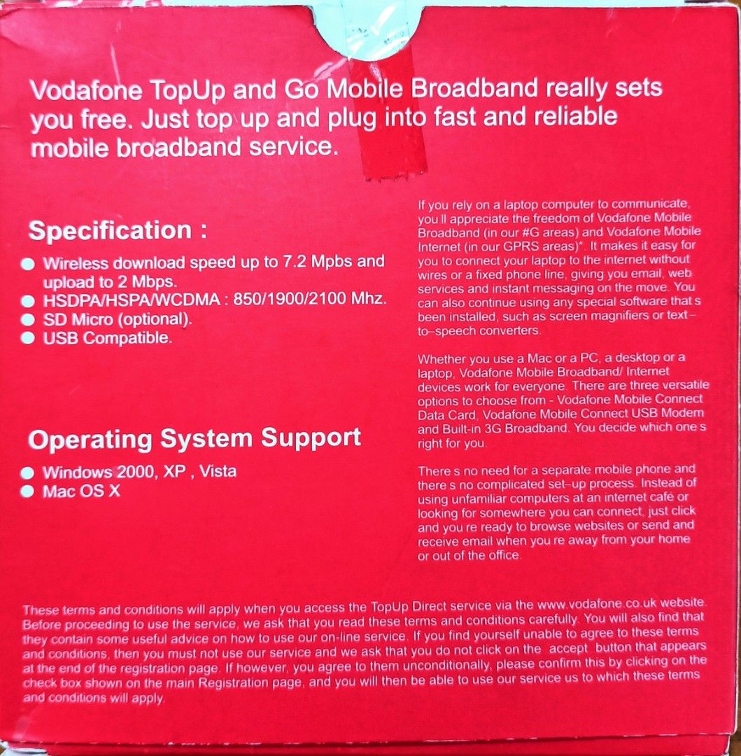 Vodafone Mobile Broadband Modem tipe K3565, Elektronik, Bagian Komputer ...