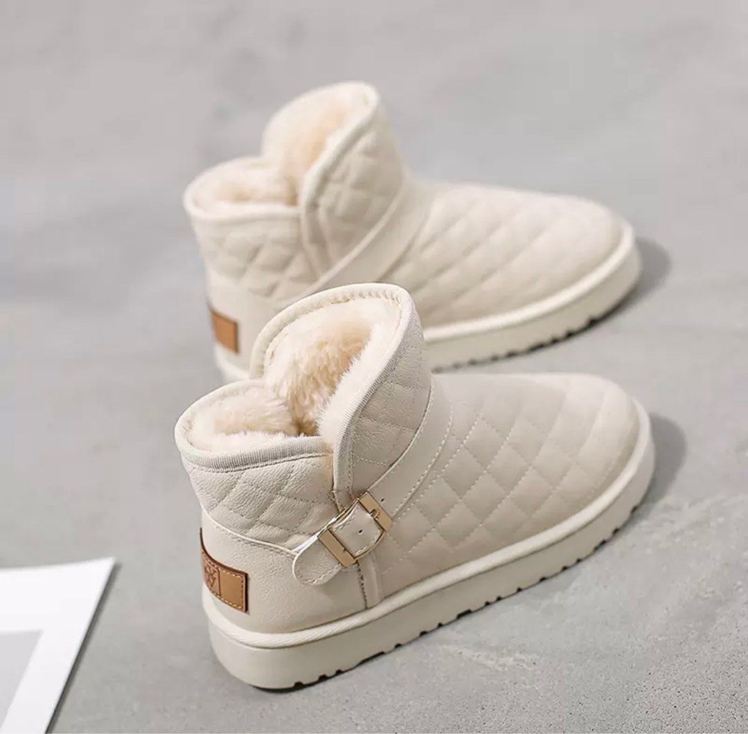 White Fur Winter Boots Women s Fashion Footwear Boots on Carousell