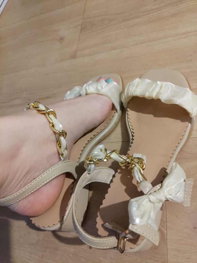 White best sale gold sandals