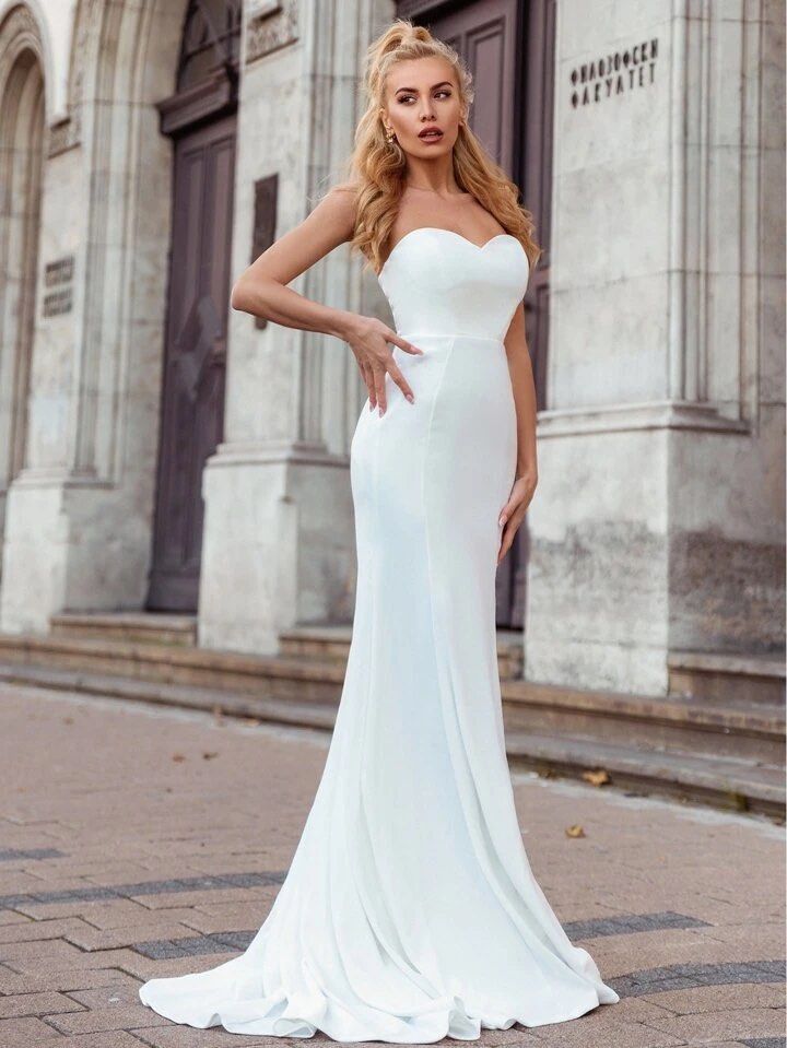 White strapless clearance mermaid wedding dress