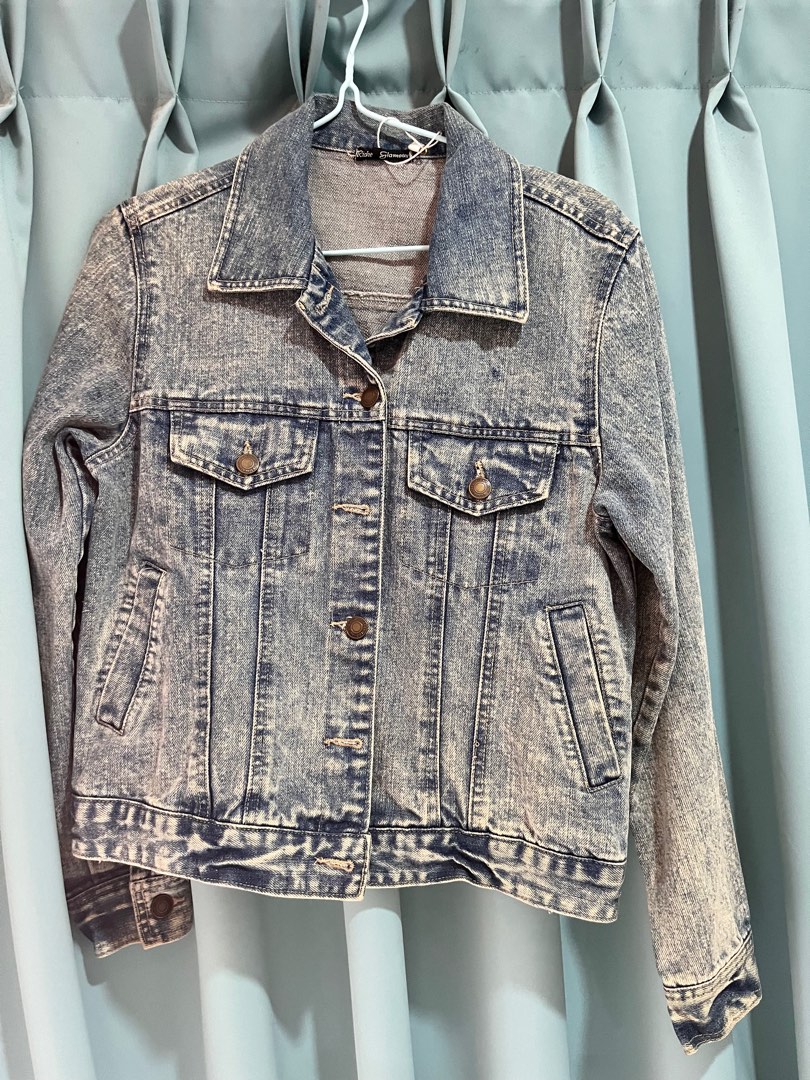 Worn once Crop top jeans Jacket S size Women s Fashion Tops