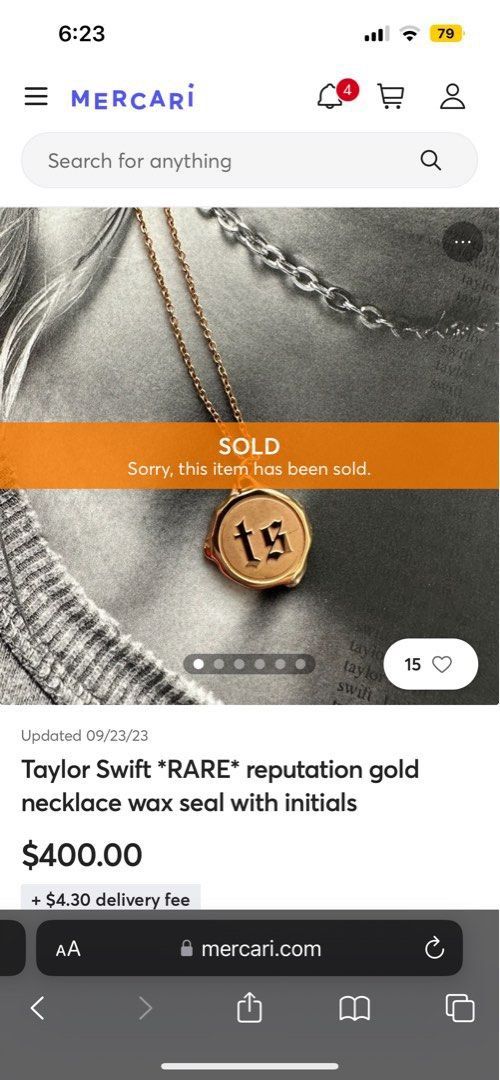 Taylor Swift Wax Seal TS Necklace - SILVER, Hobbies & Toys, Music & Media,  CDs & DVDs on Carousell