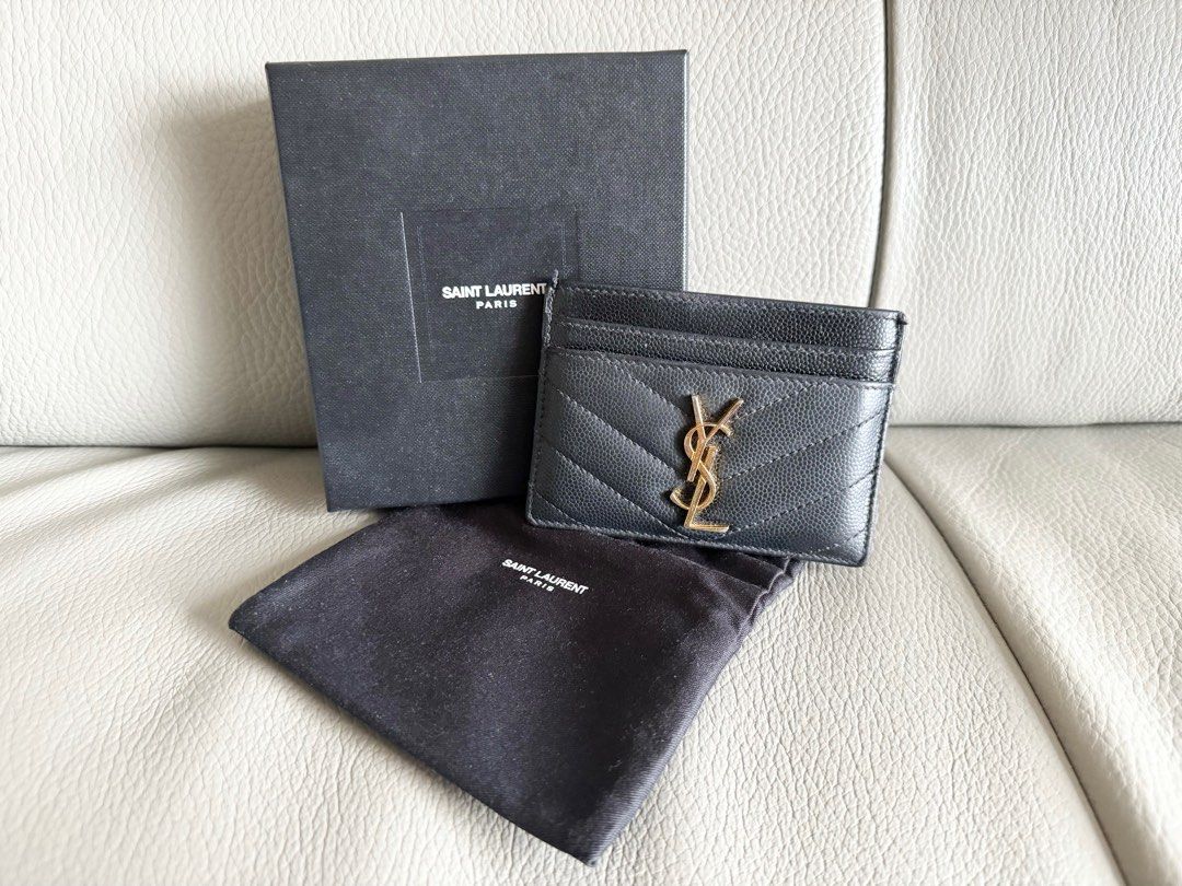 Ysl card holder best sale black