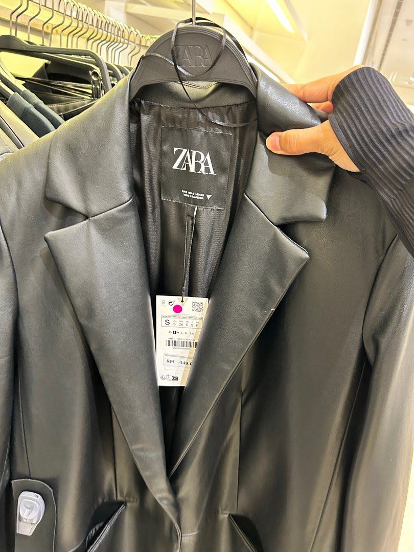 Zara Faux Leather Trench Coat Women s Fashion Coats Jackets and Outerwear on Carousell